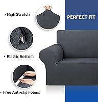 Vista 7 de KEKUOU - Funda elástica para sofá de 3 plazas (de 79 a 94 pulgadas), protector de muebles de 3 asientos con parte inferior elástica para niños