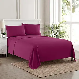 California King Sheet Sets - Breathable Luxury Sheets with Full Elastic & Secure Corner Straps Built In - 1800 Supreme Collection Cal King Deep Pocket Bedding Set, Sheet Set, California King, Berry