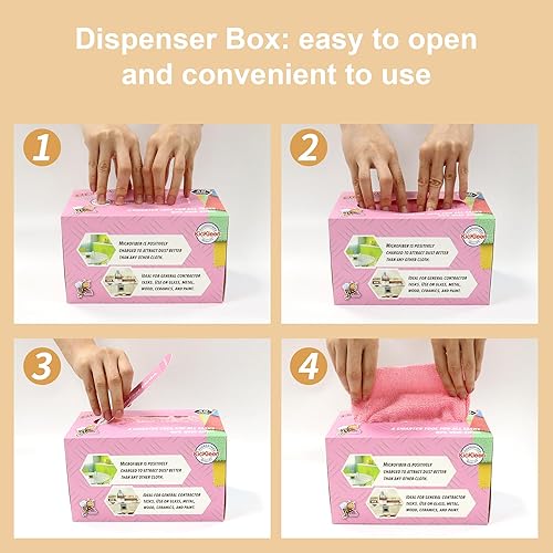 Miniatura 5 de Paño de limpieza de microfibra, toallas reutilizables sin pelusas, trapos a granel en una caja para el hogar, la cocina y el automóvil, 8 x 8