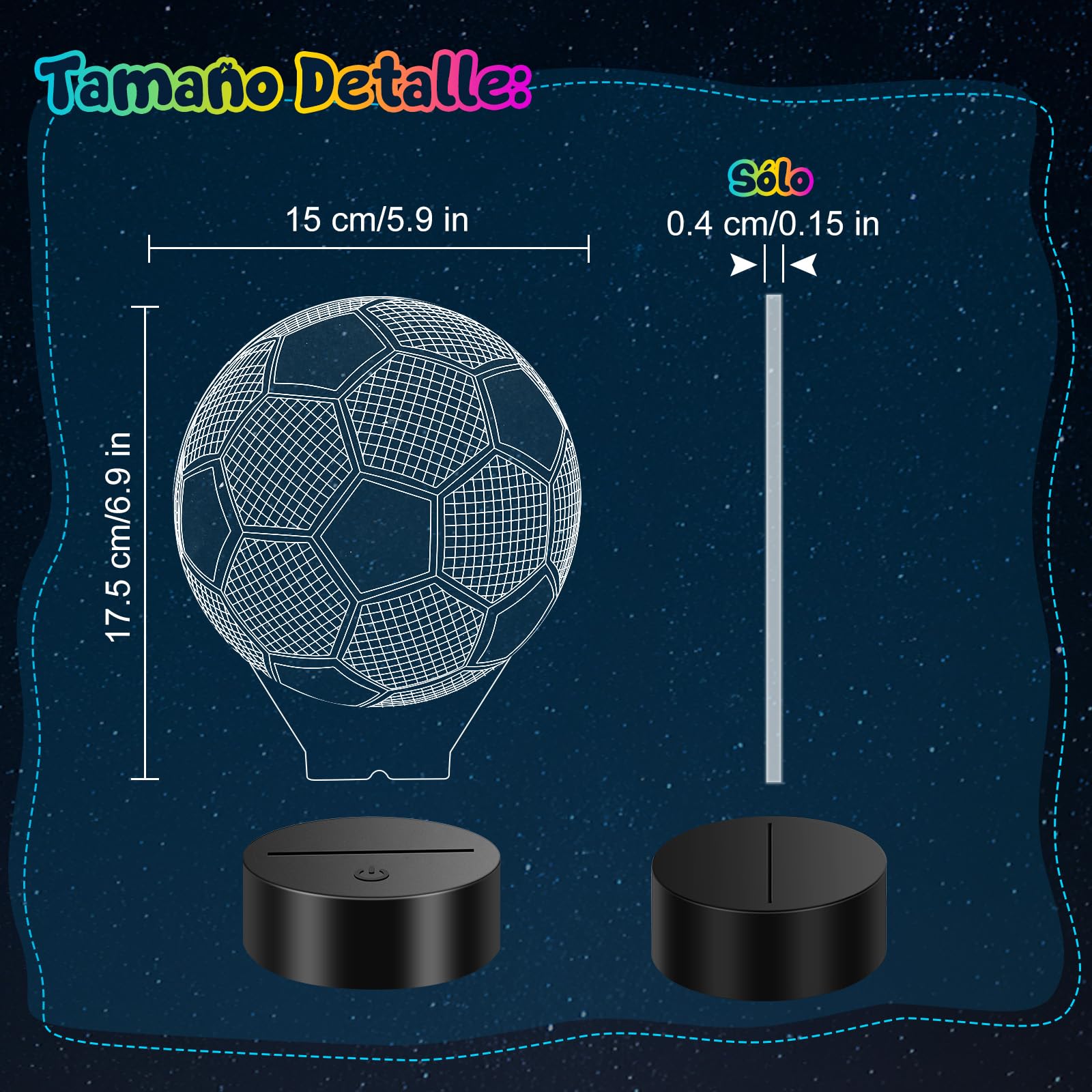 Linkax Luz Nocturna 3D Fútbol Infantil, Regalo Comunión Niño 7 8 9 10 11 12 años, Ilusión Óptica football Luz LED 16 Colores con Control Remoto y Táctil, Regalo para Niños Cumpleaños Navidad