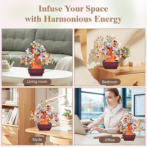 Miniatura 8 de Árbol de Dinero de Cristal de Cuarzo Feng Shui Estilo Bonsái Multicolor para Suerte y Riqueza
