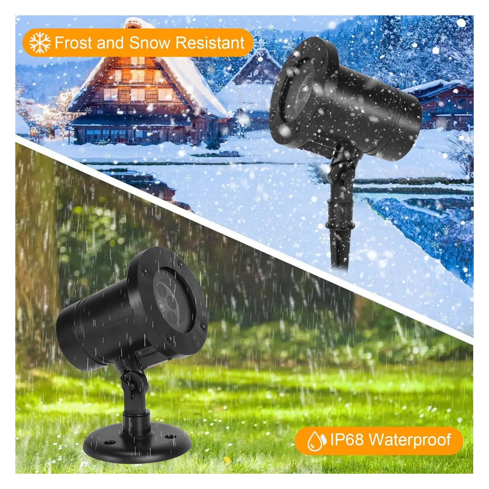 Luci del proiettore, luci del proiettore di Neve di Natale IP65 Impermeabile all'aperto Fiocco di Neve LED proiettore Rotante Neve Bianca Caduta Lampada di proiezione Natale, Festa Giardino