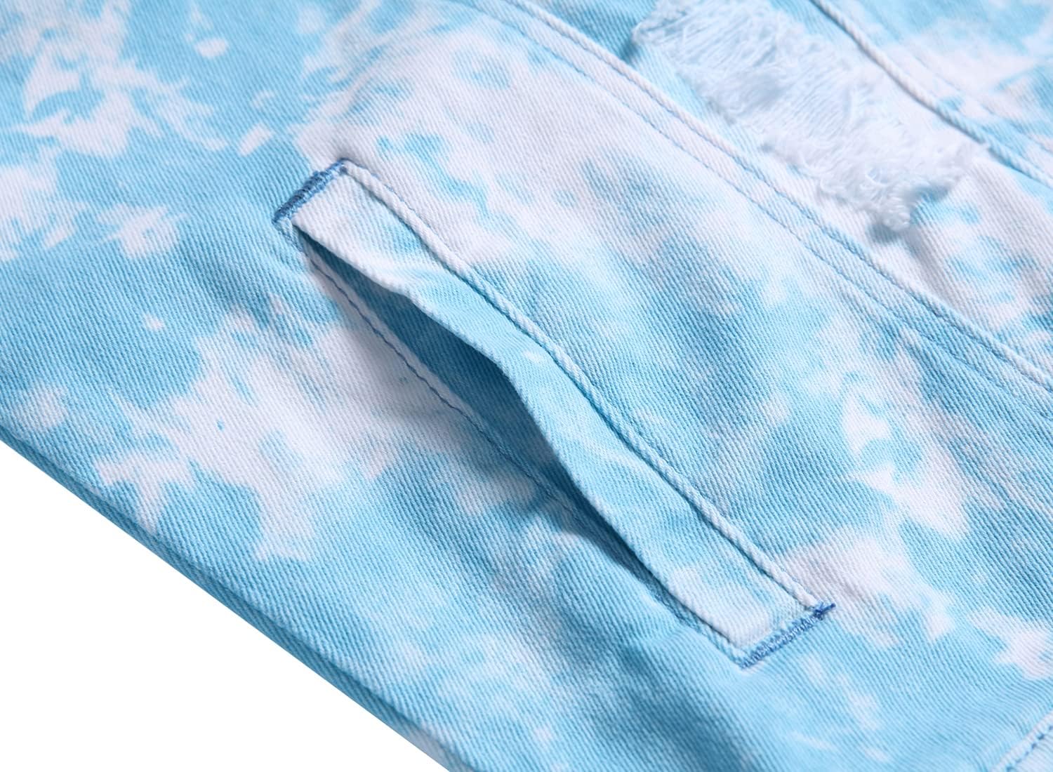 RANMCC Jean Jacket for Men Slim Fit Ripped Denim Jacket Coat - Image 6