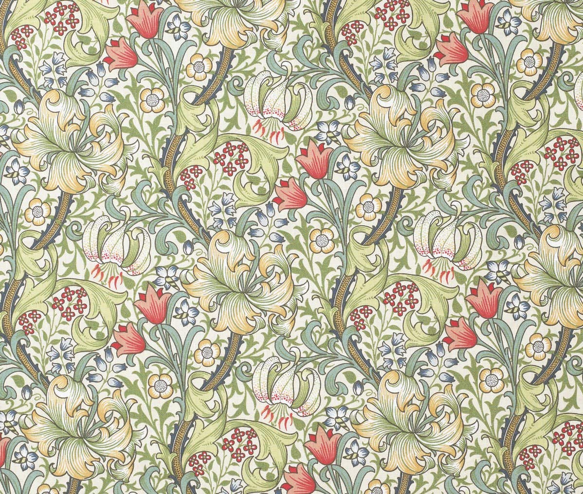 1 Metre of Licensed William Morris Golden Lily 100% Cotton Floral Fabric