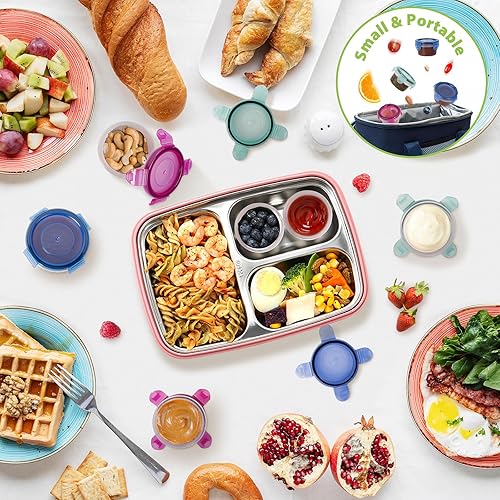 Miniatura 7 de Freshmage Recipiente para aderezo de ensalada para llevar, paquete de 6 recipientes pequeños de 2.7 onzas para condimentos con tapas a prueba de