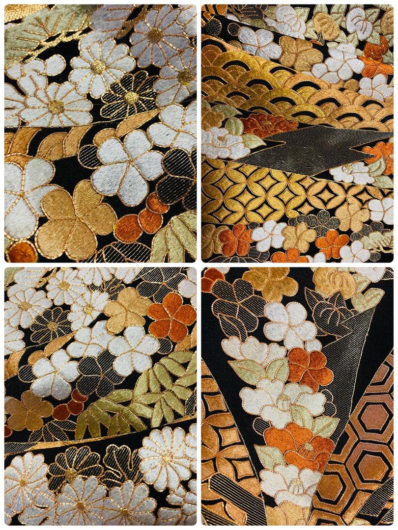 Amazon.co.jp: 黒留袖フルセット 正絹 仮絵羽 総刺繍 高級浜ちりめん