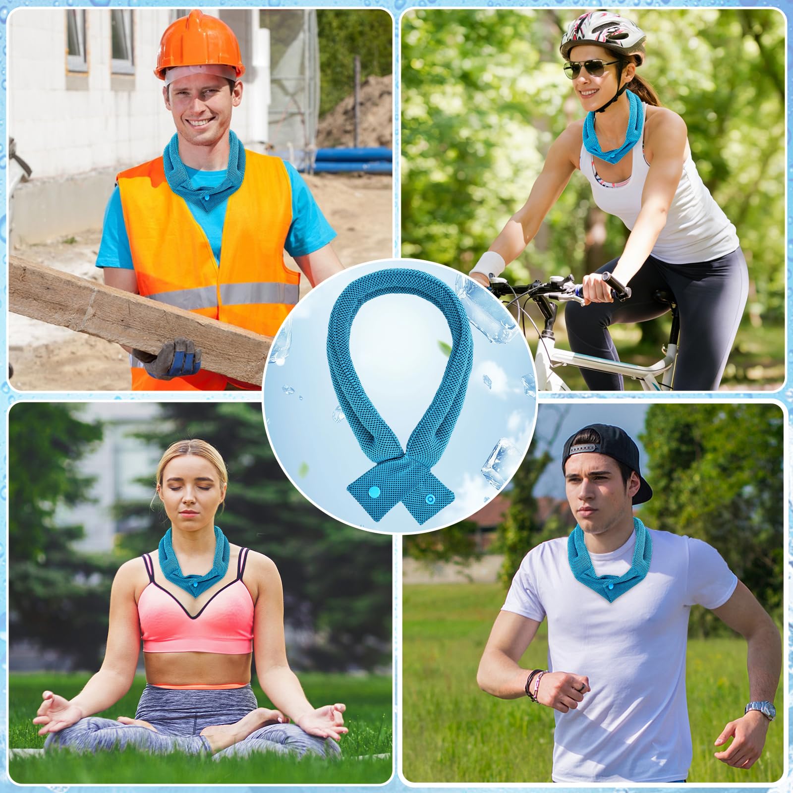 Bufanda Refrescante para el Cuello, Pañuelo Refrescantes Verano Deportiva, Foulard Refrescantes para el Calor Hombres y Mujeres, para Actividades en Interior y Exterior (Azul) — view 7
