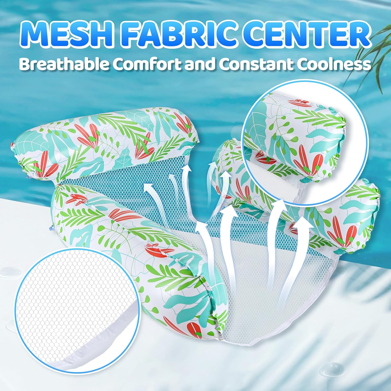 Inflatable Pool Floats for Adults, 2-Pack Multi-Purpose Pool Hammock Floating Chairs, Heavy Duty PVC Material, Water Floats for Swimming Pool, Beach, Summer Pool Toys Party Gifts