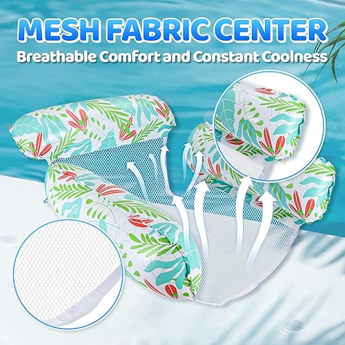 Miniatura 4 de Flotadores inflables de piscina para adultos, paquete de 2 sillas flotantes multiusos, material de PVC resistente, flotadores de agua para piscina,