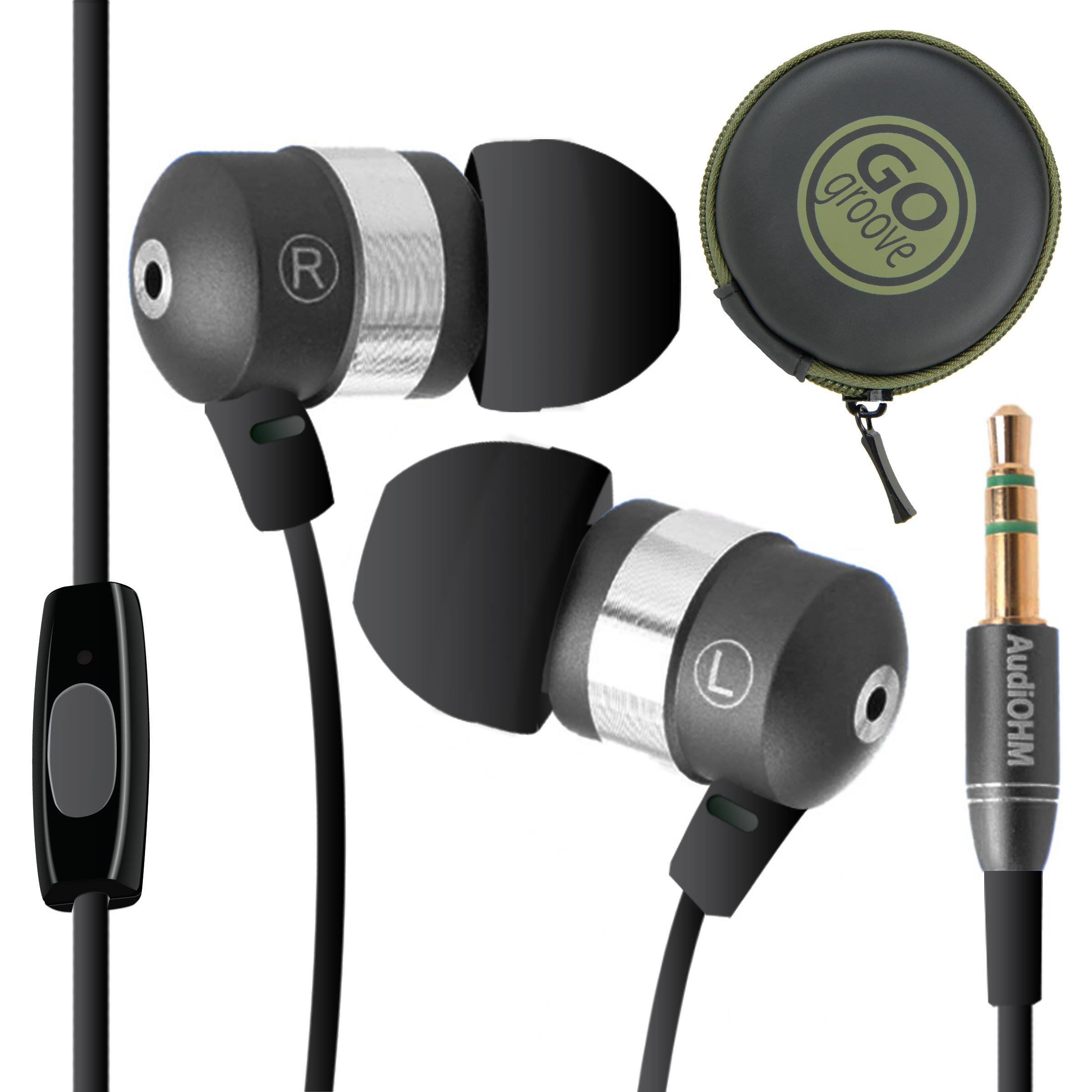 GOgrooveErgonomic Headphones with HandsFree Microphone & Deep Bass, Black - GGAOHF0100BKEW