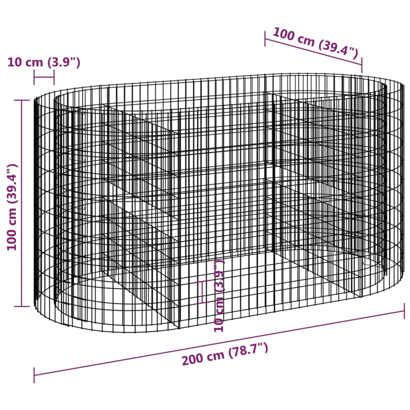 Gabionen-Hochbeet, Kräuterspirale, Hochbeet Im Garten, Pflanzkübel, Pflanzsteine, Verzinktes Eisen 200x100x100 cm