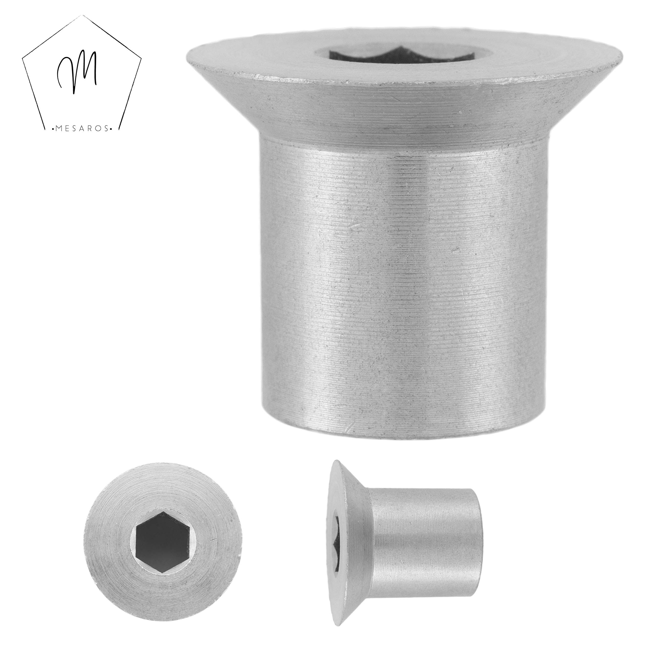 Hülsenmuttern mit Senkkopf u. Innensechskant M8x16 mm aus Edelstahl A1 (20 Stück) MESAROS®