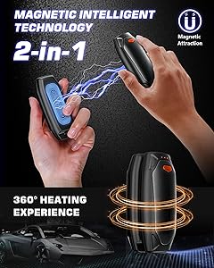 Kesguar Hand Warmers Rechargeable - 2 Pack 14000mAh AI Electric Hand Warmers with Charging Case, Magnetic 2 in 1 Pocket Handwarmers, Portable Heater Gifts for Women/Men/Christmas/Golf/Camping/Hunting