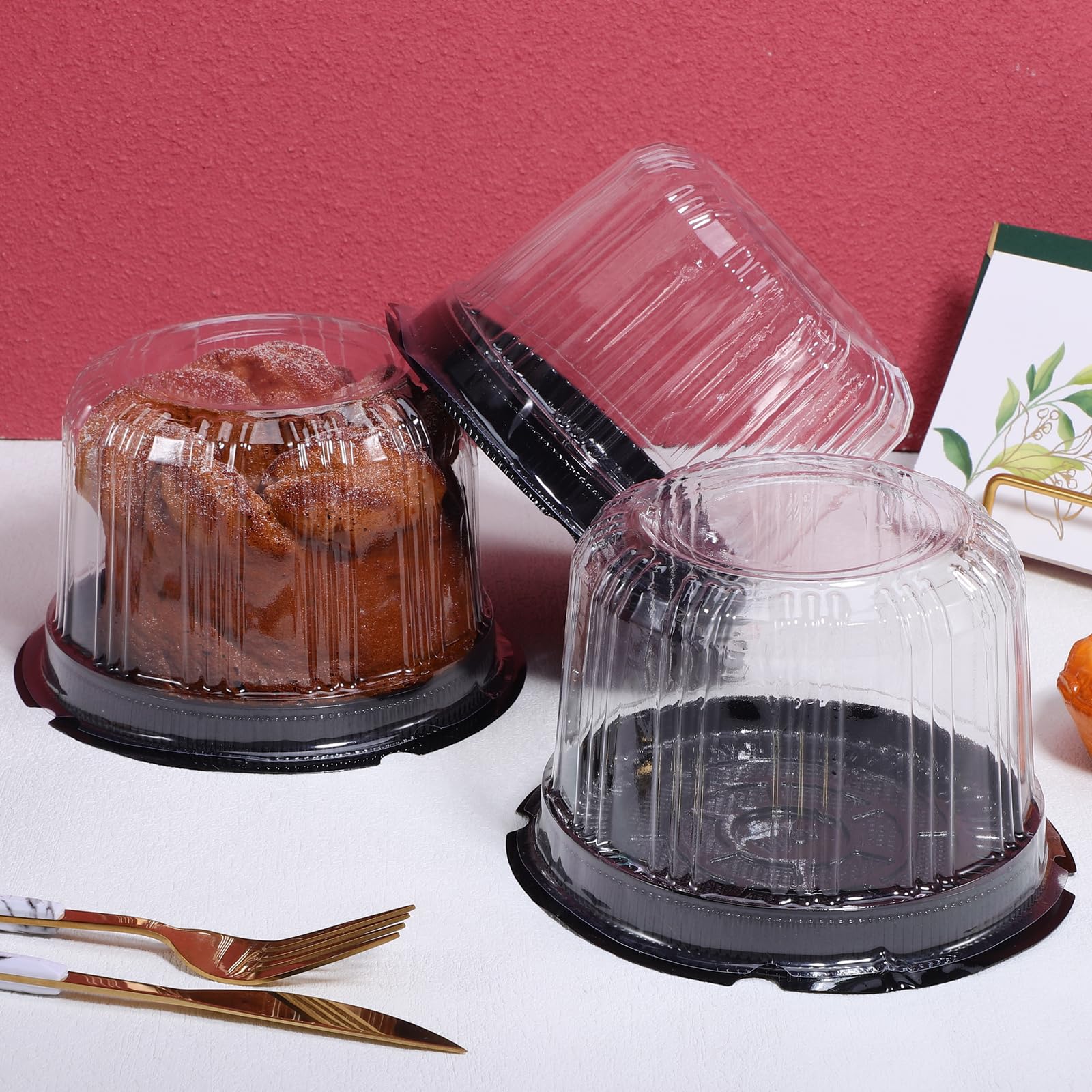 Kichvoe Contenedores de plástico para tartas con tapas, 10 soportes redondos transparentes para tartas con cúpula, soportes para tartas de 4 pulgadas