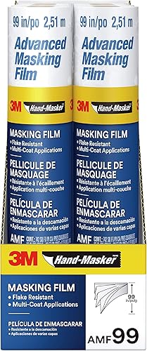 3M Hand Masker Película de enmascaramiento avanzada, 8 rollos, 99 pulgadas x 90 pies, adherencia estática mantiene la película en su lugar, evita