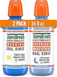TheraBreath AM + PM Mouthwash Bundle, Morning & Overnight Rinses, 16 fl oz (2-Pack)
