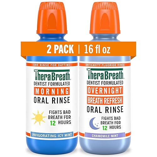 TheraBreath AM + PM Mouthwash Bundle, Morning & Overnight Rinses,