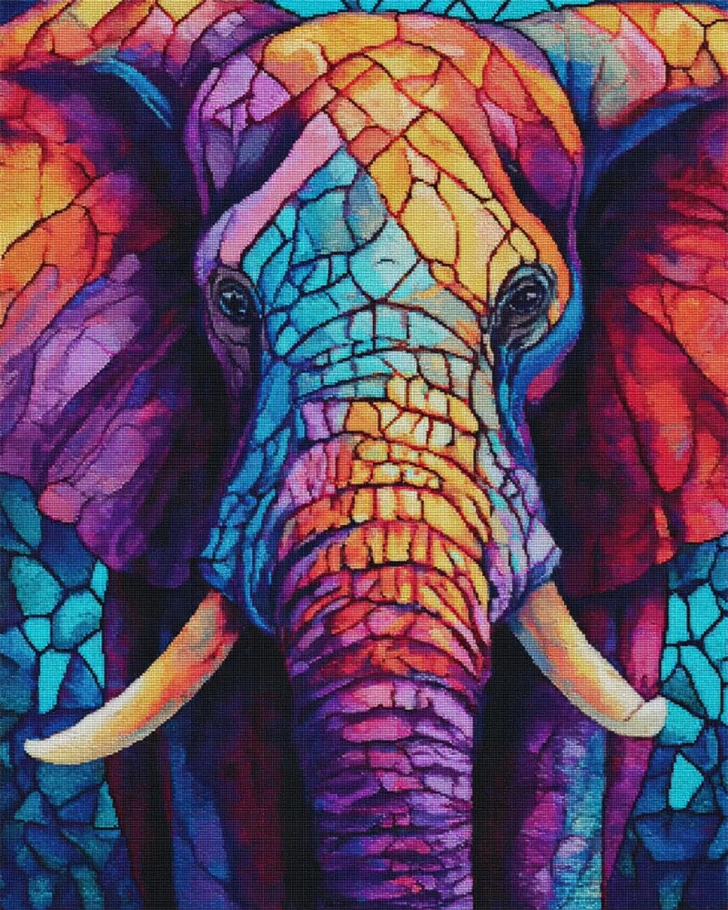 RKFLGEW DIY Seed Bead Embroidery Kits Elephant Portrait 30x40cm