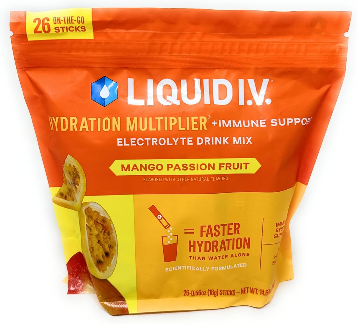 Liquid I.V. Hydration Multiplier Plus Immune Support, Mango Passionfruit (26 Ct)
