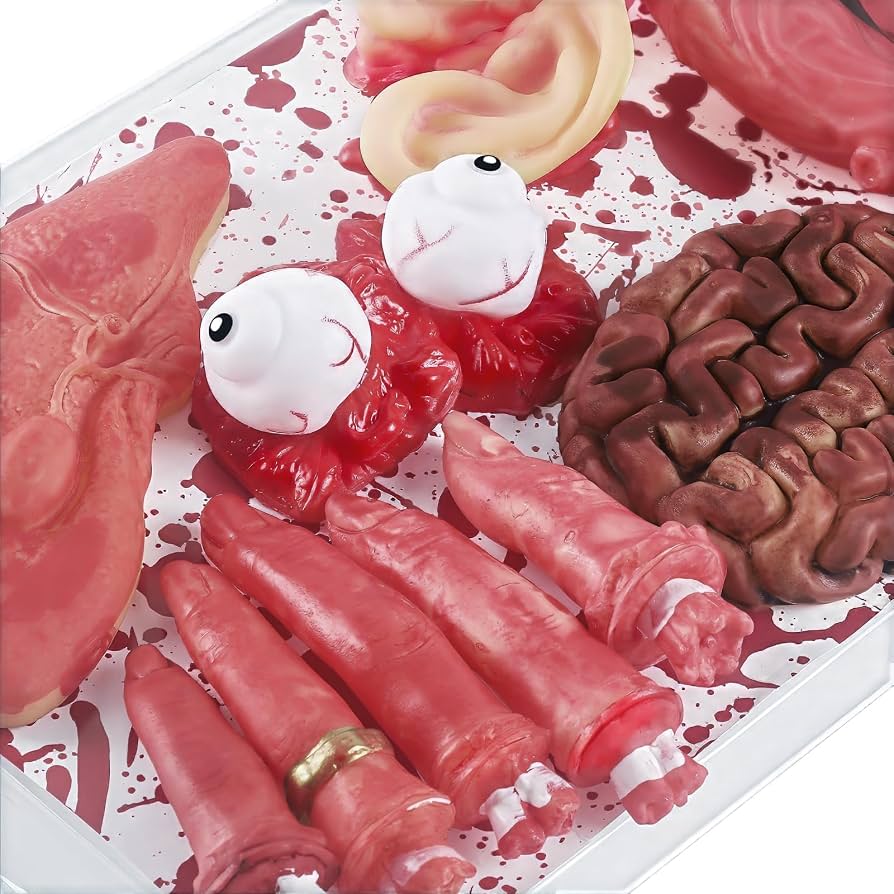 Set De 12 Partes Del Cuerpo Falsas Para Halloween – Dedos, Ojos, Cerebro, Corazón, Hígado Y Orejas – Látex Y Plástico Realista – Decoración Para Casas Encantadas Y Bromas