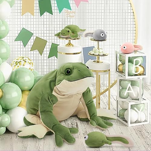 Miniatura 5 de MaoGoLan - Animal de peluche de rana verde, mamá rana con 4 ranas bebés, para niñas, niños y bebés, decoración de cumpleaños