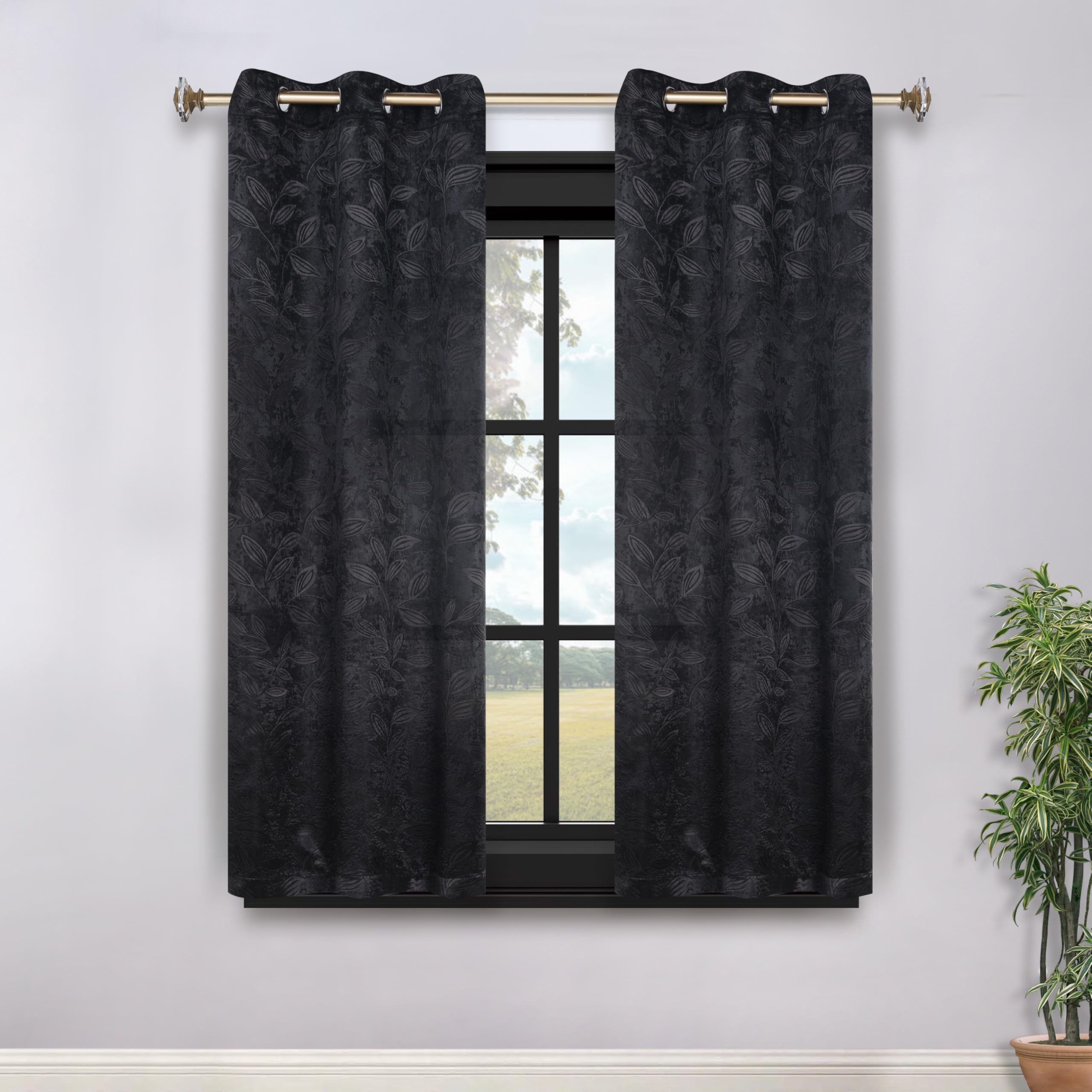 Rideaux occultants thermiques noirs pour fenêtre de chambre à coucher et salon