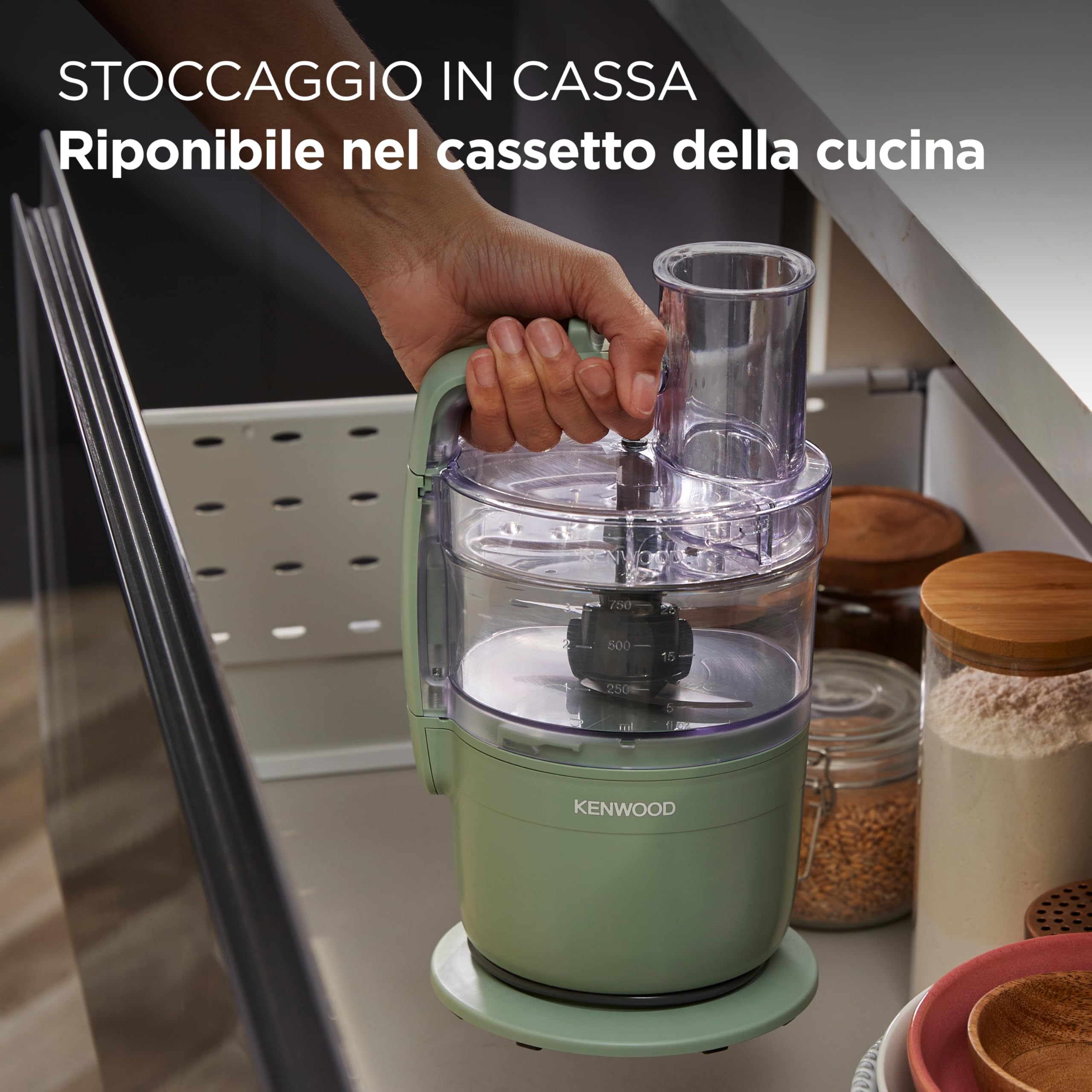 Kenwood MultiPro Compact – Robot da Cucina Multifunzione con Express Serve, Lama in Acciaio Inox, Dischi Affetta e Grattugia, Funzione Pulse, Verde Eucalipto (FDP23.140GR)