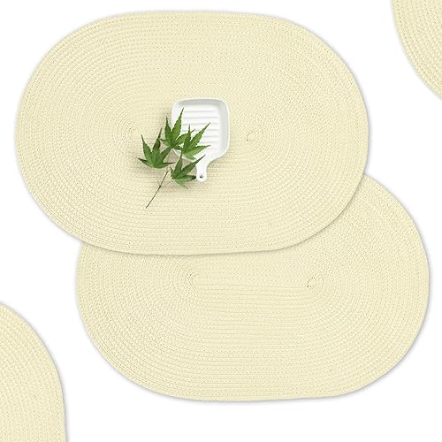 Miniatura 12 de AHHFSMEI - Juego de 4 manteles individuales para mesa de comedor, lavables, de vinilo tejido, antideslizantes, resistentes al calor, 18 x 12