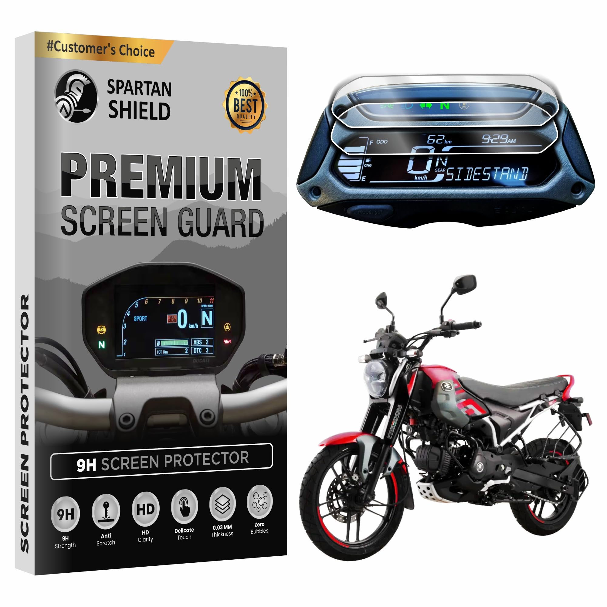 Spartan Shield {2 Pack) Digital Meter Screen Guard For BAJAJ FREEDOM 125 || Water Resistant || Anti Scratch || HD Clear Vision || Instrument Console Protector 2024 [Not Tempered Glass]-picture-32
