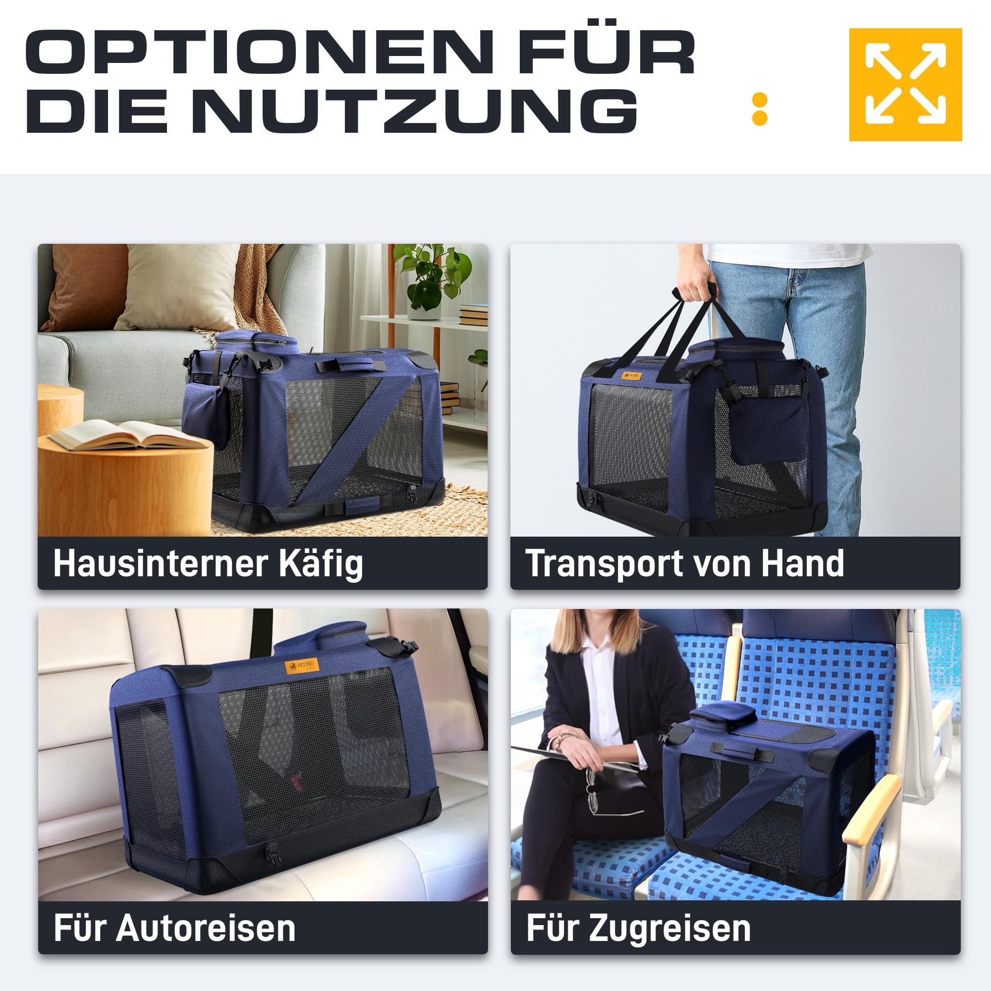 PETPROVED Faltbare Hundebox Auto für Mittlere Hunde - Transportbox Hundetransportbox