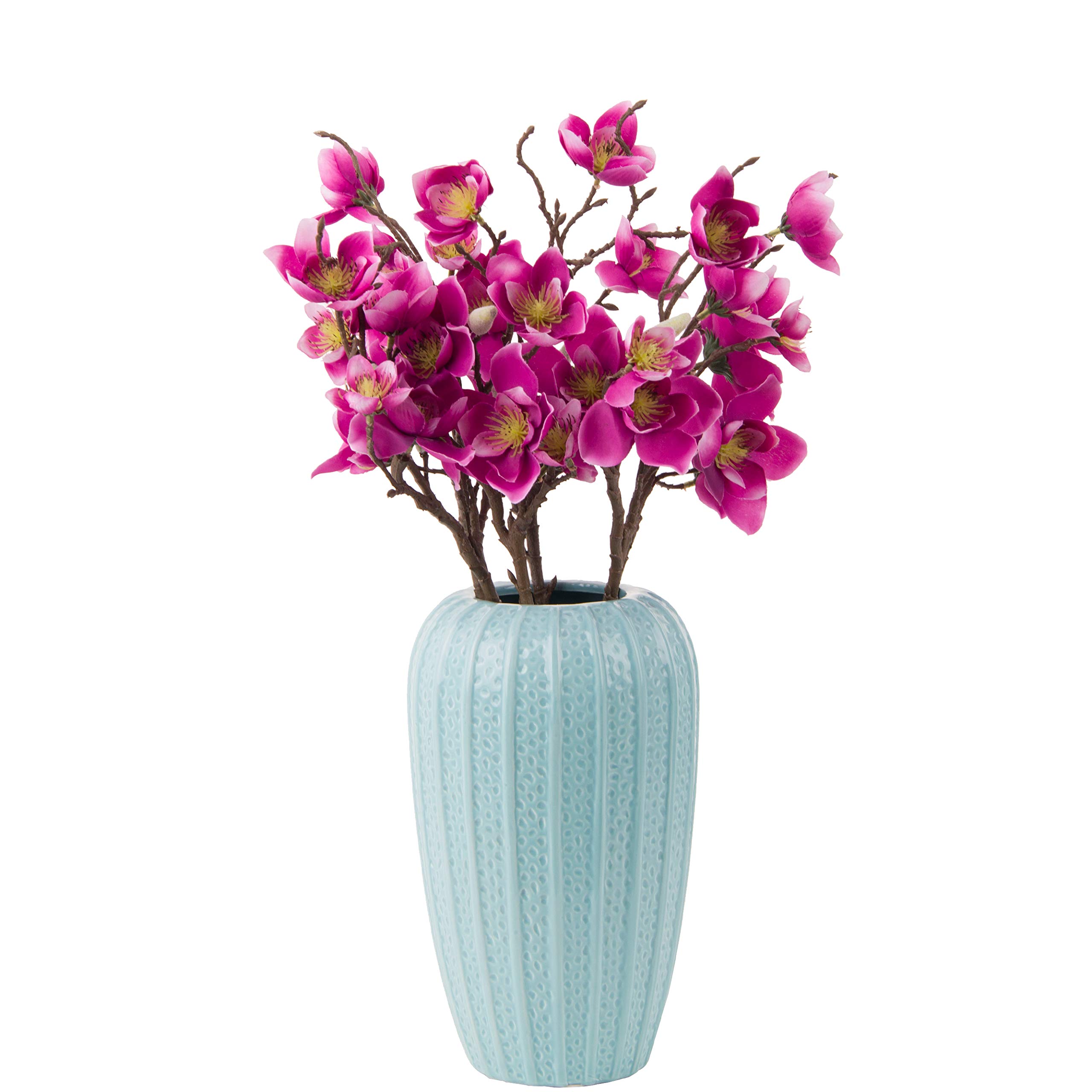 Cn-Knight Pinkish Purple Artificial Magnolia Flower 6Pcs 19 Inch Silk Yulan Branch With 7 Blossoms For Wedding Diy Bridal Bouquet Spring Home Decor Centerpiece Arrangement(Pinkish Purple)