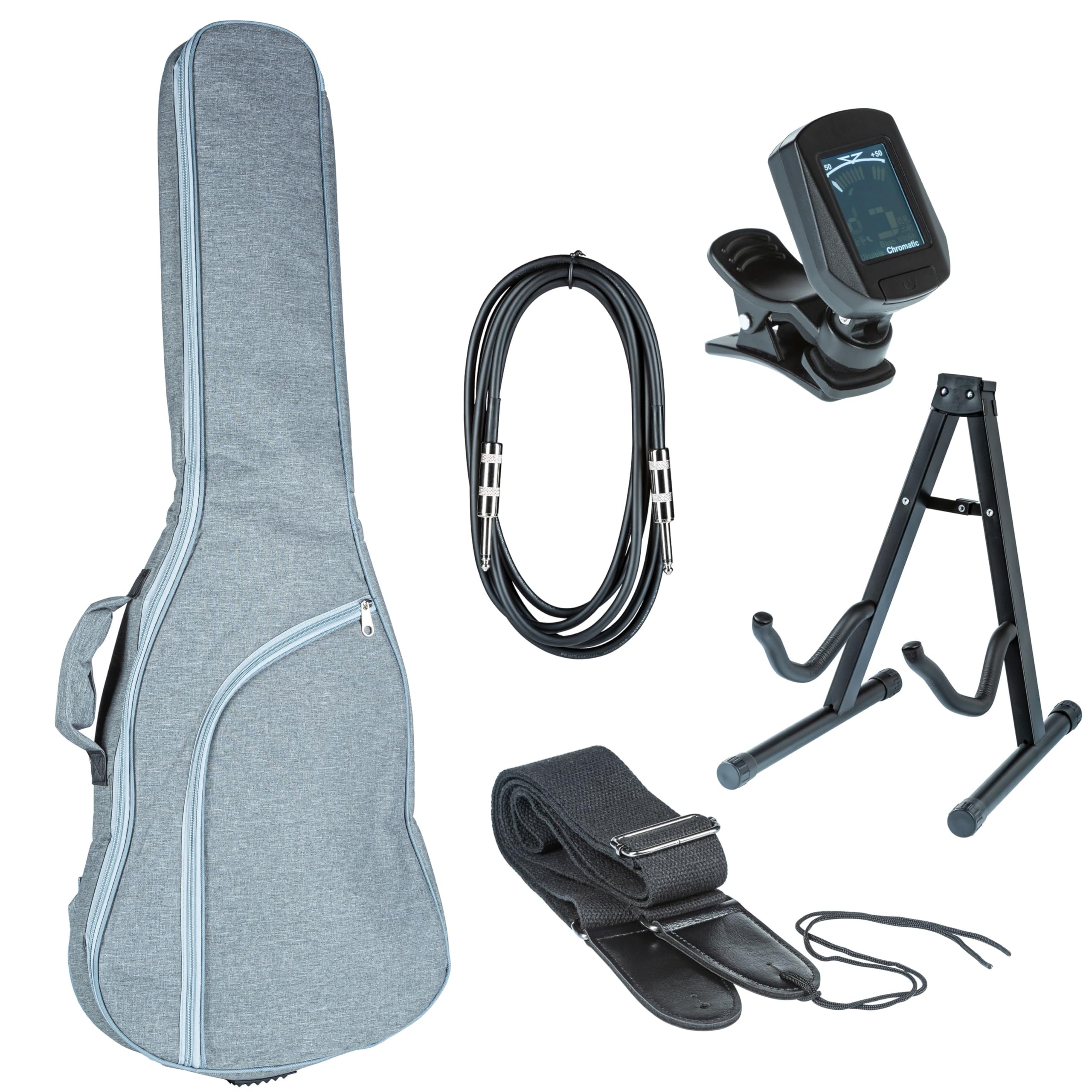 E-Gitarren Set für Anfänger, Rockson ST Black, 10W Verstärker, inkl. Zubehör, Hochglanz Schwarz, 22 Bünde, 5-Weg Schalter, Vintage Tremolo, geeignet für Einsteiger, Komplettset