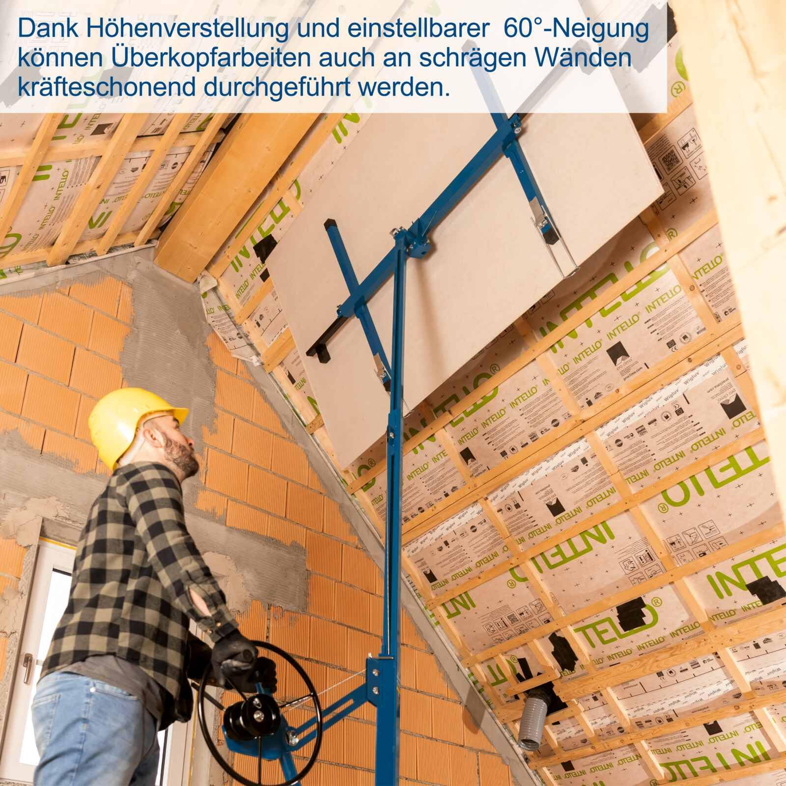 Scheppach XXL-Plattenheber Plattenlift | Plattengröße bis 1,25 m x 4,88m | TBL335 | Trockenbaulift | max 68 kg | bis 3,35m Höhe für Decke und Wand | Montagehilfe