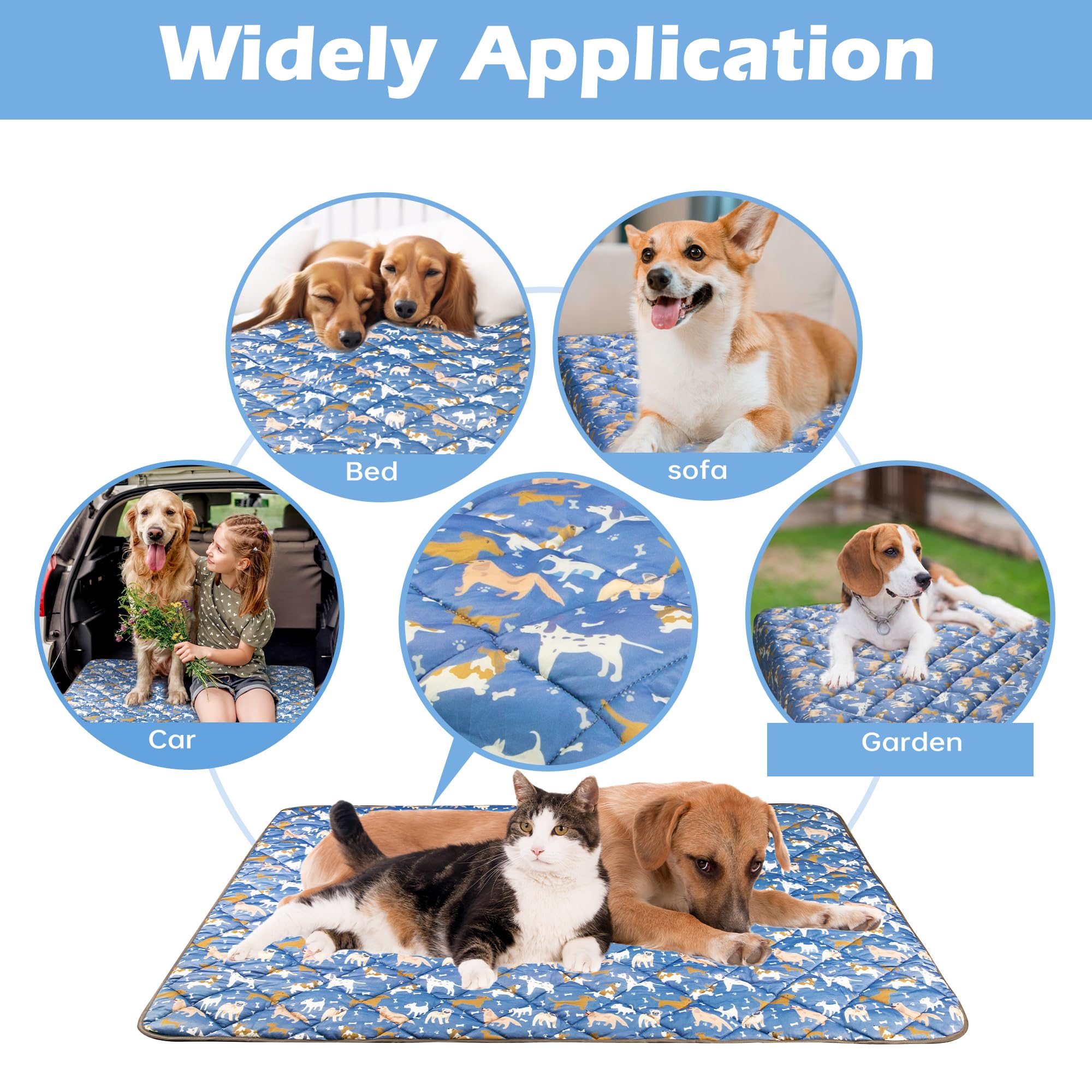 Alfombrilla de refrigeración para perros, almohadilla de hielo auto fría para gatos, manta ligera para mascotas, tela fresca de verano para cachorros, tapete lavable para dormir para perros