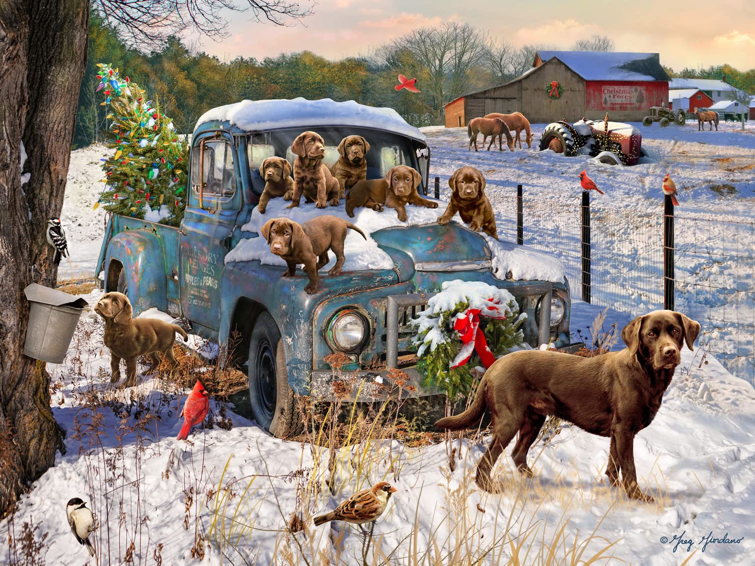 Puppies Christmas Jigsaw Puzzle 550 Piece by Vermont Christmas Company