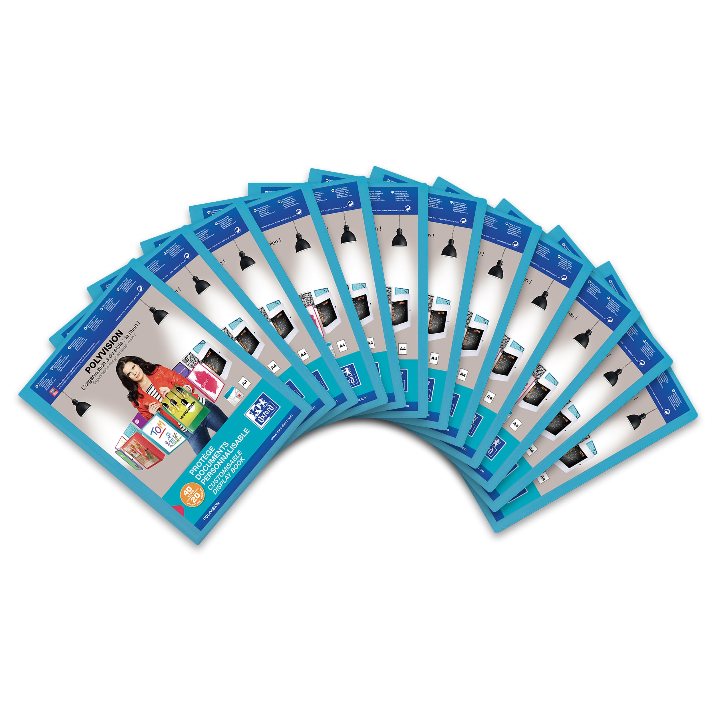 Oxford Folder A4, polyvision, 20 koszulek, przezroczysty, niebieski, 12 sztuk