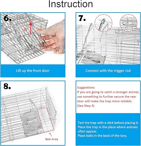 Miniatura 9 de Paquete de 2 trampas para ratas H&B, trampas para ratones, jaula de trampa de animales vivos humanitarios, 14.4 x 4.8 x 5.6 pulgadas, funciona para