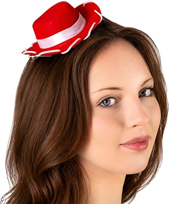 Mini Red Cowgirl Hat with Clips for Womens Cowboy Mens Adult Cosplay Hats Halloween Costumes