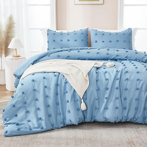 Miniatura 1 de Paxrac Juego de edredón relajante de color azul grisáceo tamaño Queen, juego de cama de 3 piezas, juego de cama ligero, edredón de microfibra suave