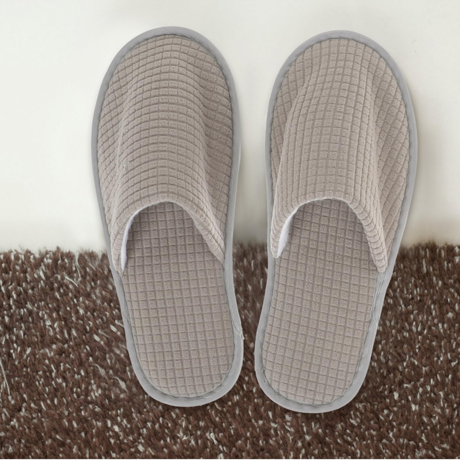 TEHAUX Ciabatte da Casa per Ospiti 6 Paia in Pile Lavabili Antiscivolo Multiuso per Saloni e Uso Domestico Eleganti e Confortevoli