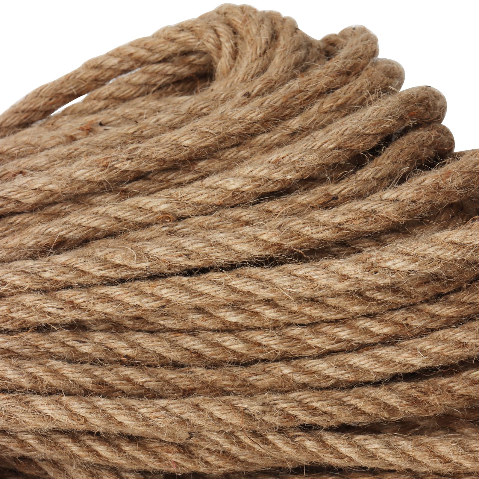 HAKZEON Cuerda de yute de 12 mm, cuerda trenzada de yute natural, cuerda de manila, cuerda de cáñamo fuerte para jardinería, camping, decoración, agrupación