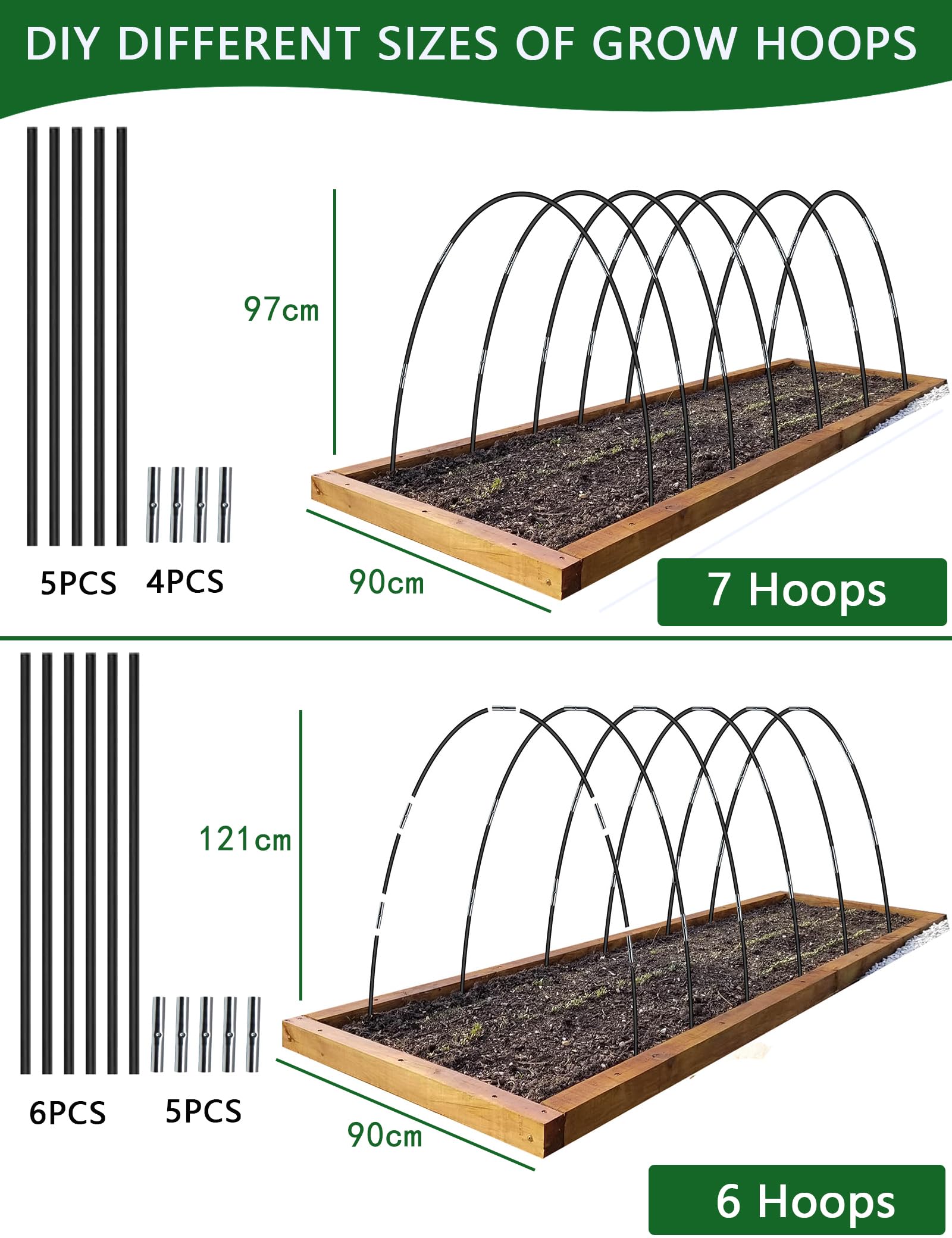 Kit Cerchi Per Serra MQJIAZHI - 36 Pezzi In Fibra Di Vetro, Per Tunnel Giardino, Orto E Piante - Foto 5