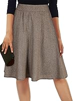 HappySailed Women's Tweed High Waisted A-Line Pleated Midi Skirt - Flared Skater Style for Fall Winter Work Wear
