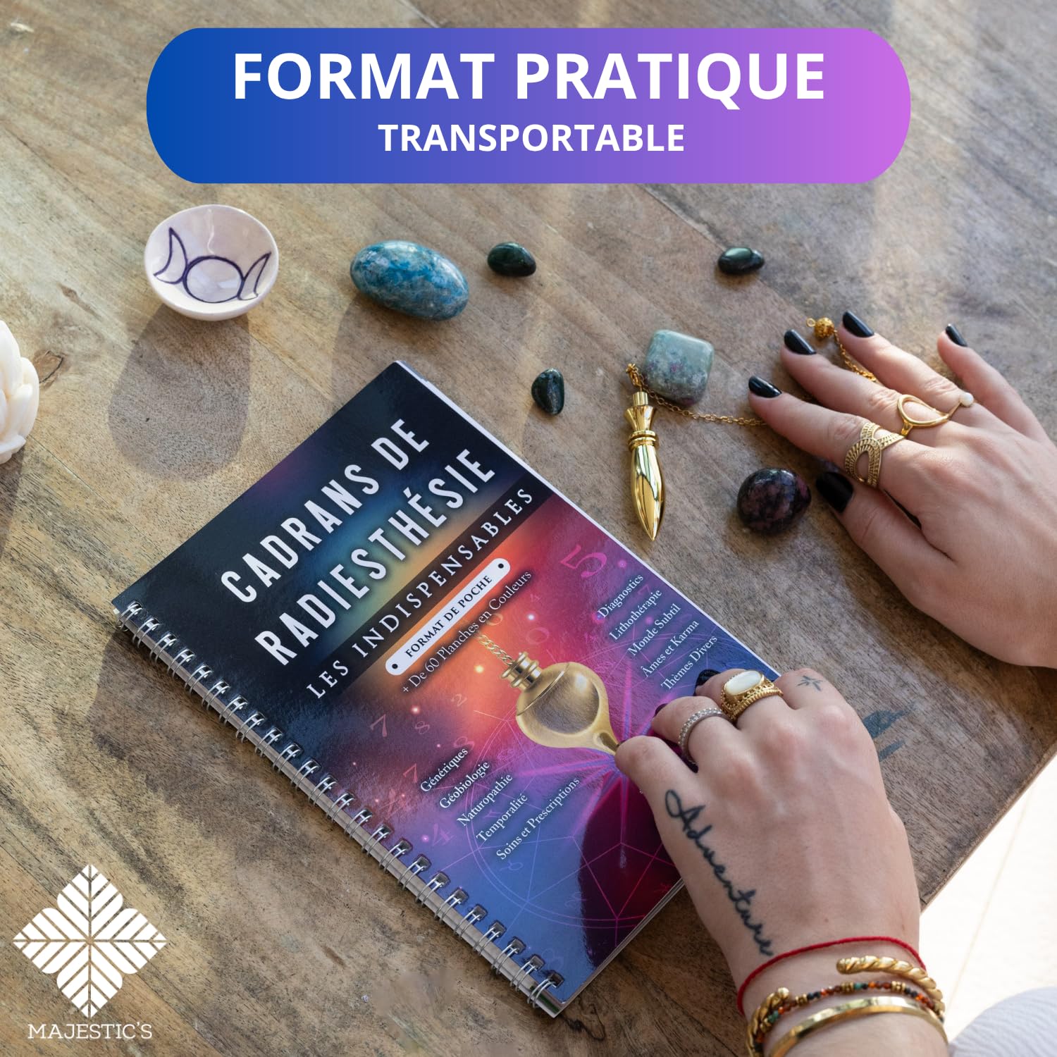 Cadrans de Radiesthesie, Les Indispensables - Plus de 60 Planches pour Pendule en Couleurs, Livre A5 de Poche, Qualité Supérieure, Imprimé en France
