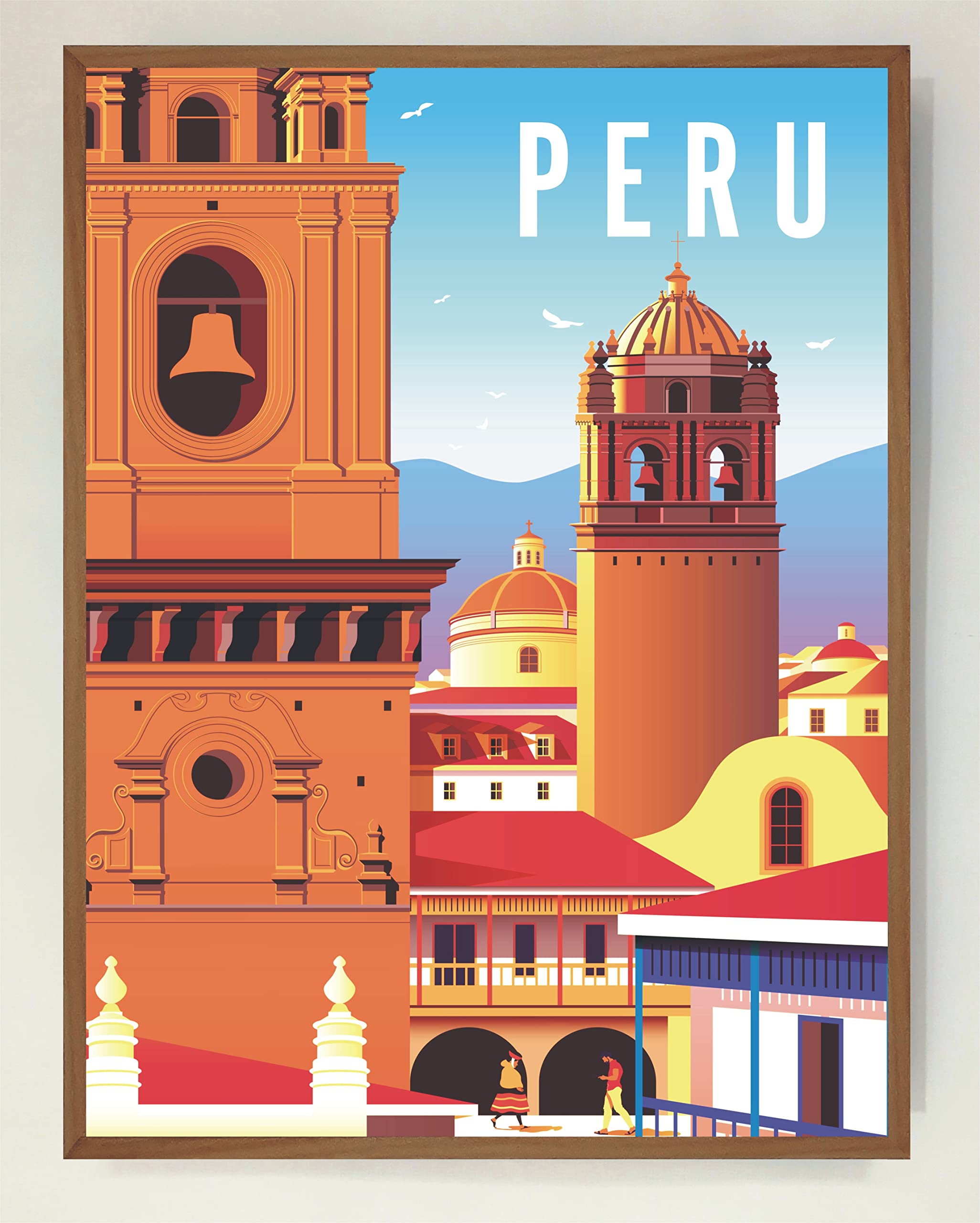 Poster Vintage Retroilluminato Peru: Serie Viaggiatore