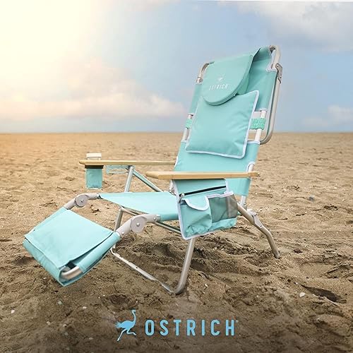Miniatura 9 de Ostrich - Silla reclinable de aluminio Ostrich Deluxe 3 en 1, reposera portátil con reposapiés acolchado y cojín extraíble, con orificio para el