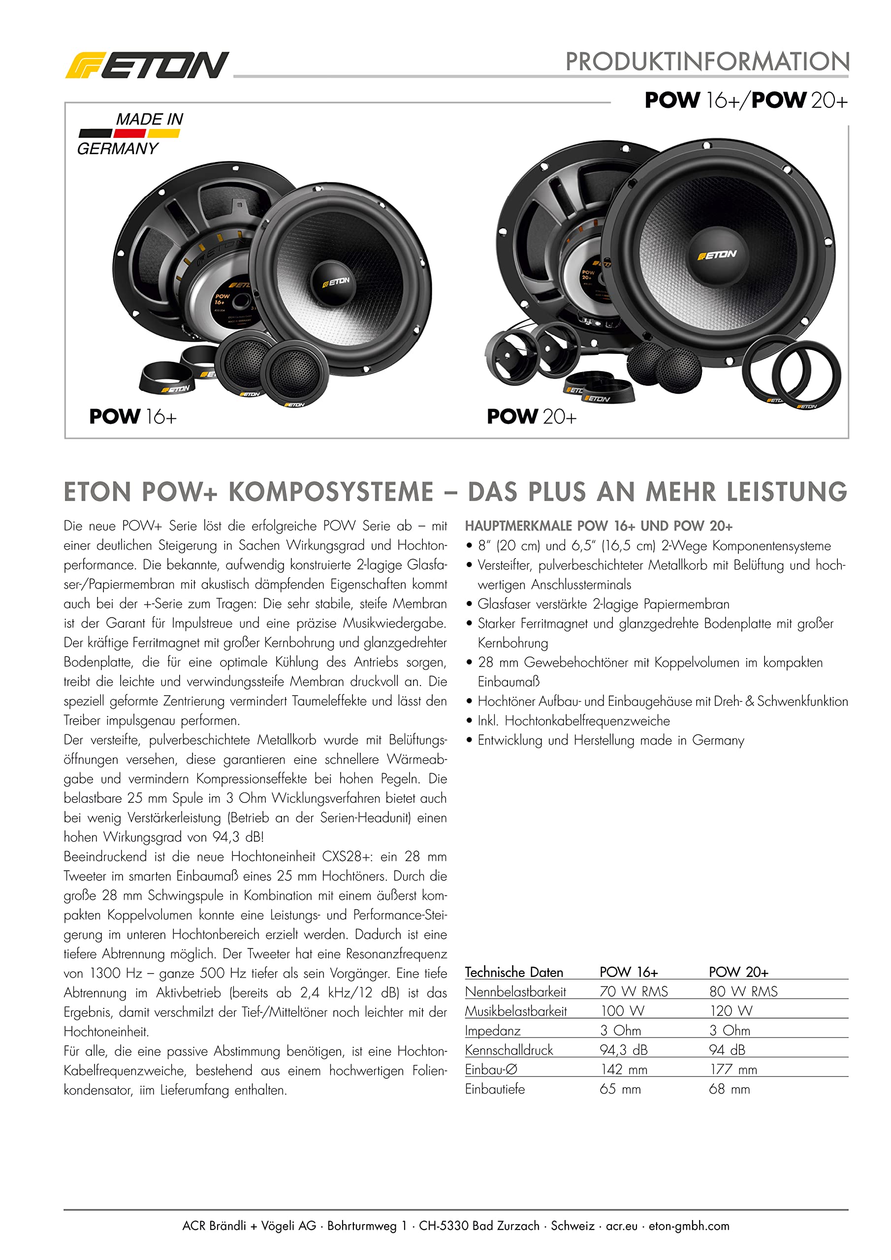 Eton POW16 , 16.5 cm, 2-Way Kompo Lautsprecher System ET-POW16P