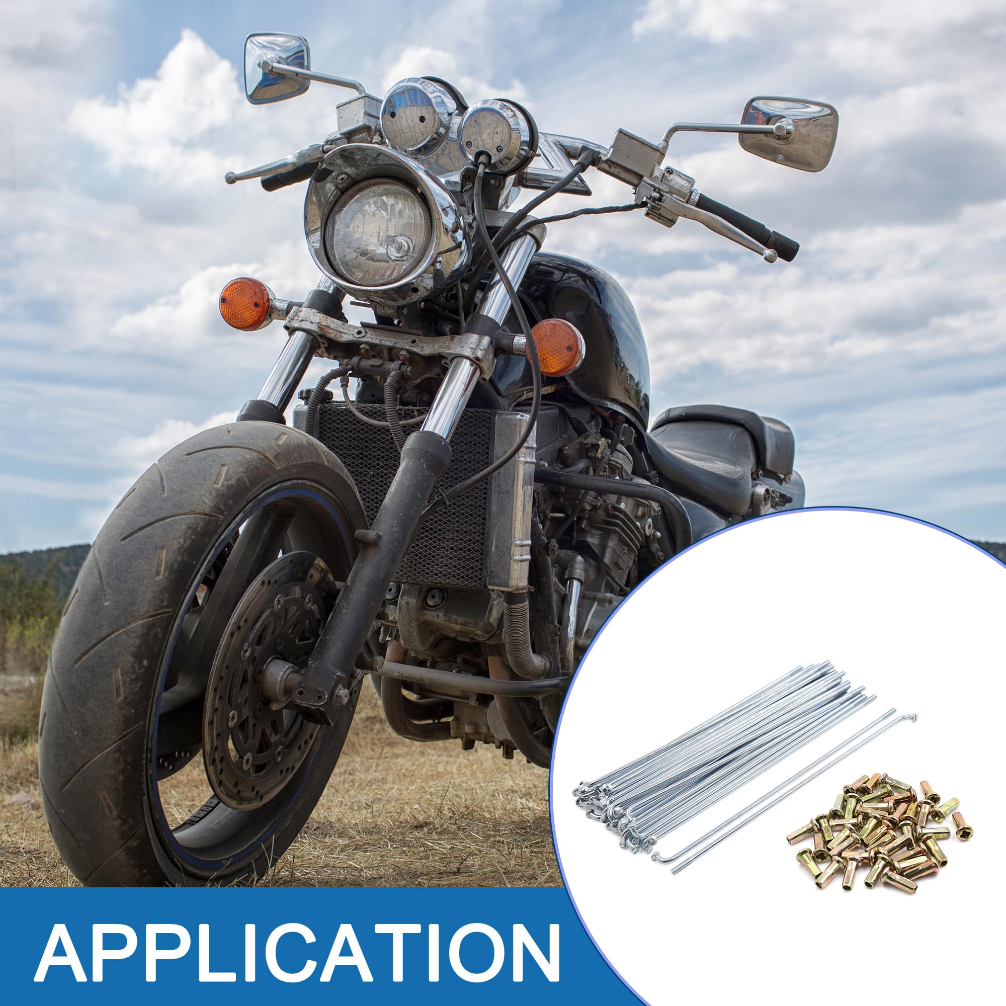A ABSOPRO Cerchio per Motocicletta con Raggi Placcati e Nipples, Lunghezza 180mm in Metallo (Set di 36)