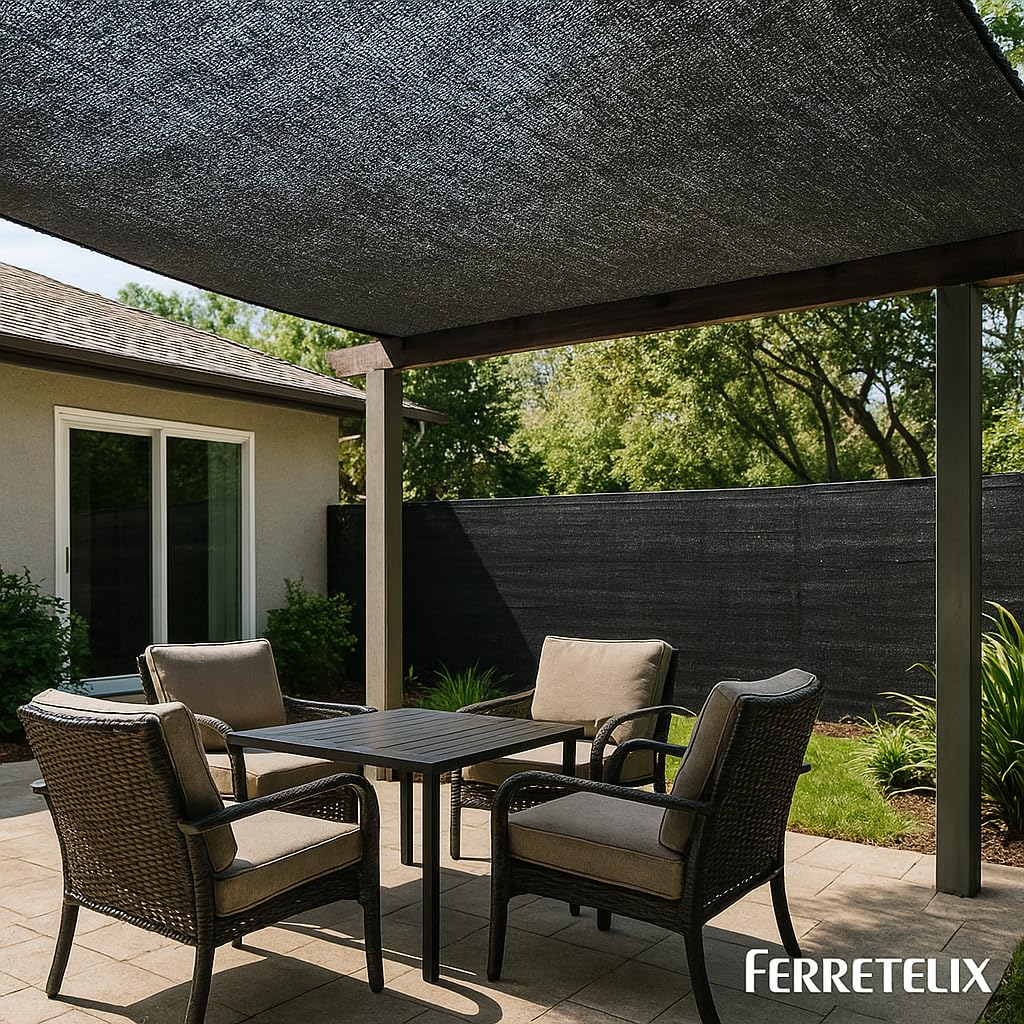 Ferretelix® Malla de Ocultación Negra 2 x 50 m – 95% Sombreado para Jardín, Valla y Terrazas