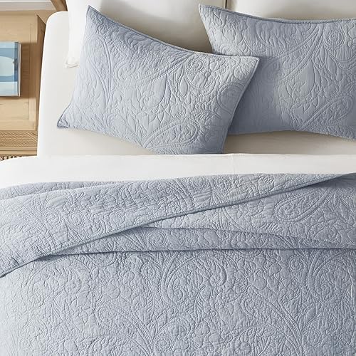 Vista 2 de EVERGRACE 100% Cotton Paisley Quilt Set, King Size 3 Piece Set – Prewashed Lightweight Bedspread with 2 Shams, Soft & Breathable Matelasse Coverlet